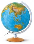 Rth Leuchtglobus 30cm Echtholz Buche, silberfarbig DP3017 Globus Doppelbild physisch/politisch Globe Earth World Schulglobus